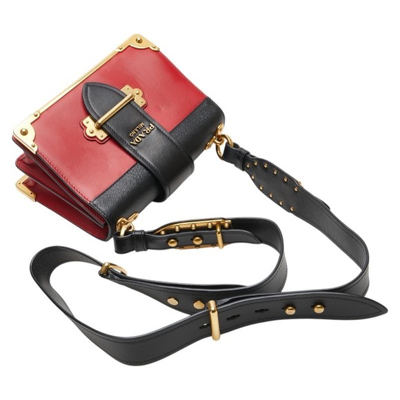 Prada Cahier shoulder bag black leather red - Picture 4 of 11
